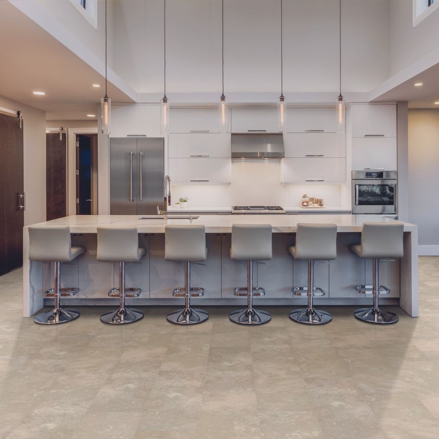 stone look flooring in kitchen